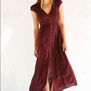 Ecote Urban Outfitters Red/Black Plaid Maxi Dress